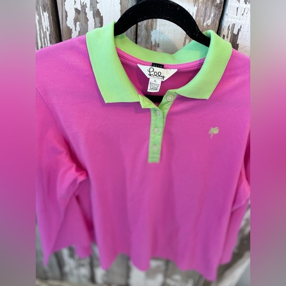 Lilly Pulitzer Pink and Green Polo Shirt & Short Set Vintage XL & Size 10 - Picture 2 of 16